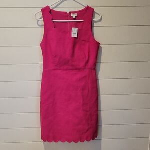 J. Crew Pink Sheath Dress Square Neck Midi